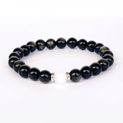 Silver Obsidian with Crackle Quartz bracelet