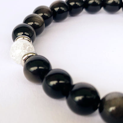 Silver Obsidian with Crackle Quartz bracelet