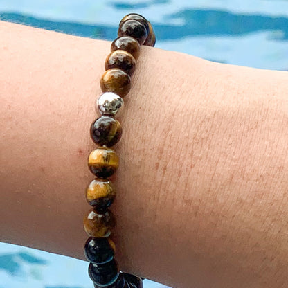 Tigers Eye & Stainless Steel bracelet